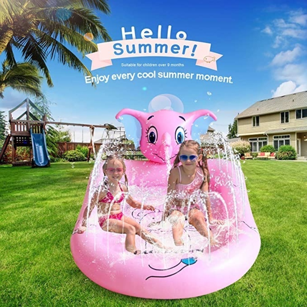 New 68" Splash Pad for Kids Pool with Sprinkler Outdoor Toy Pink or Blue - Picture 8 of 14